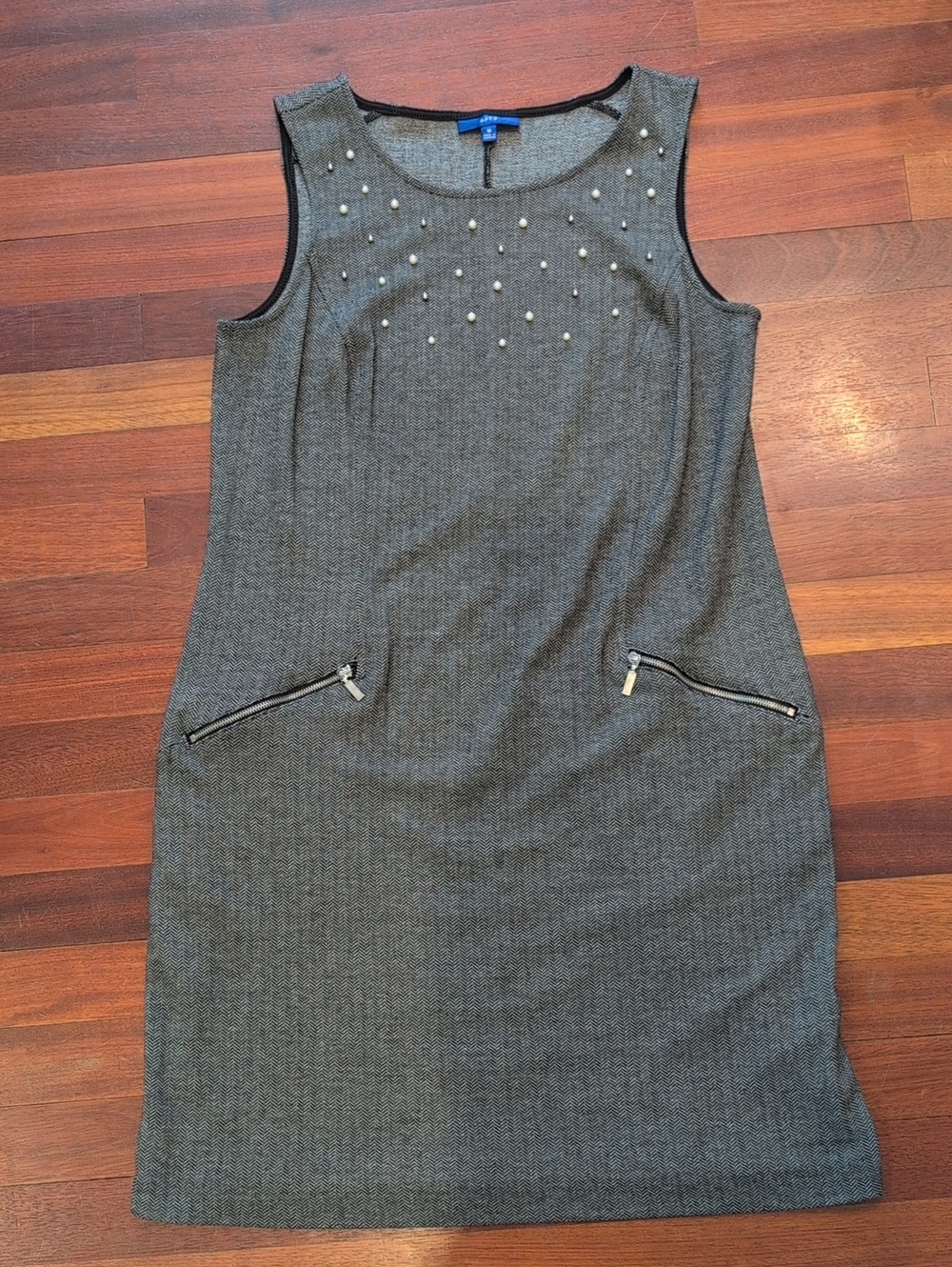 Apt. 9 Gray Pearl-Accent Sleeveless Shift Dress